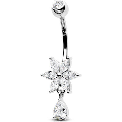 Bauchnabelpiercing Herz 925 Silber 14G 10mm Dangle CZ