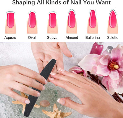 Nagelfeile Set 5 Stück 100/180 für Gelnägel Schwarz