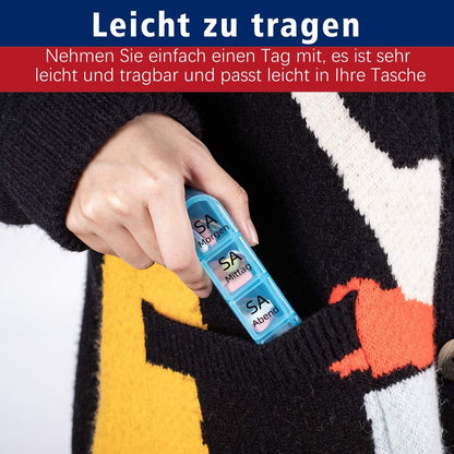 Tablettenbox 7 Tage Medikamentenbox 3 Fächer Tragbar Blau