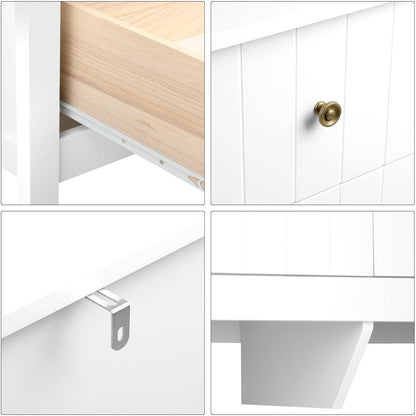 Weiße Kommode mit 6 Schubladen – 133cm Sideboard für Schlafzimmer