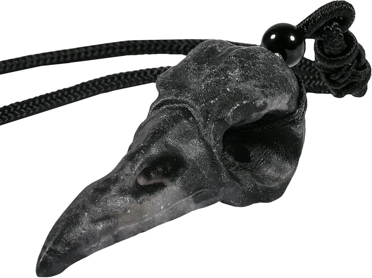 Rabenschädel Achat Kristall Anhänger Halskette Wicca HalloweenSchwarz