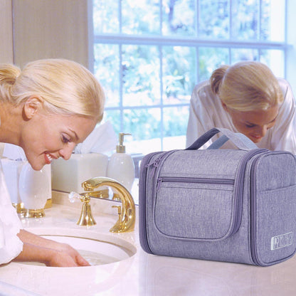 Große Kulturtasche zum Aufhängen, Reise-Waschtasche mit vielen Fächern, Violett