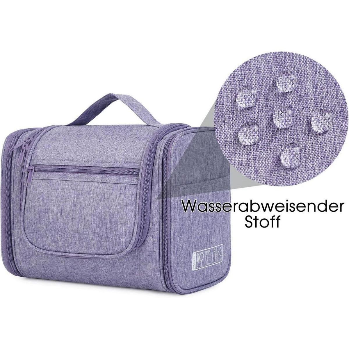 Große Kulturtasche zum Aufhängen, Reise-Waschtasche mit vielen Fächern, Violett