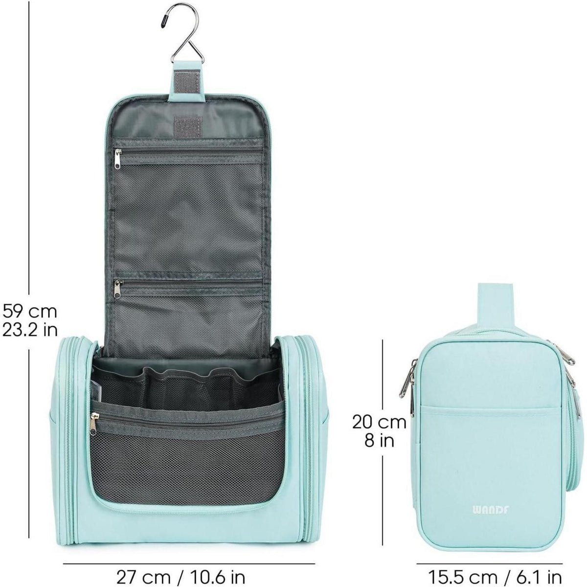 Große Kulturtasche zum Aufhängen, Minzgrün