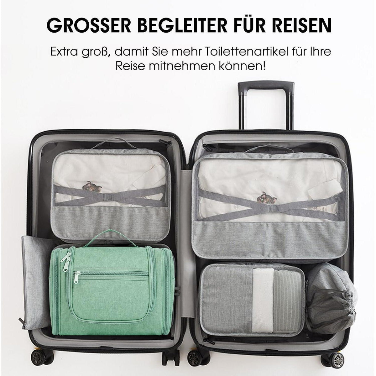 Große Kulturtasche zum Aufhängen, Reise-Waschtasche mit vielen Fächern
