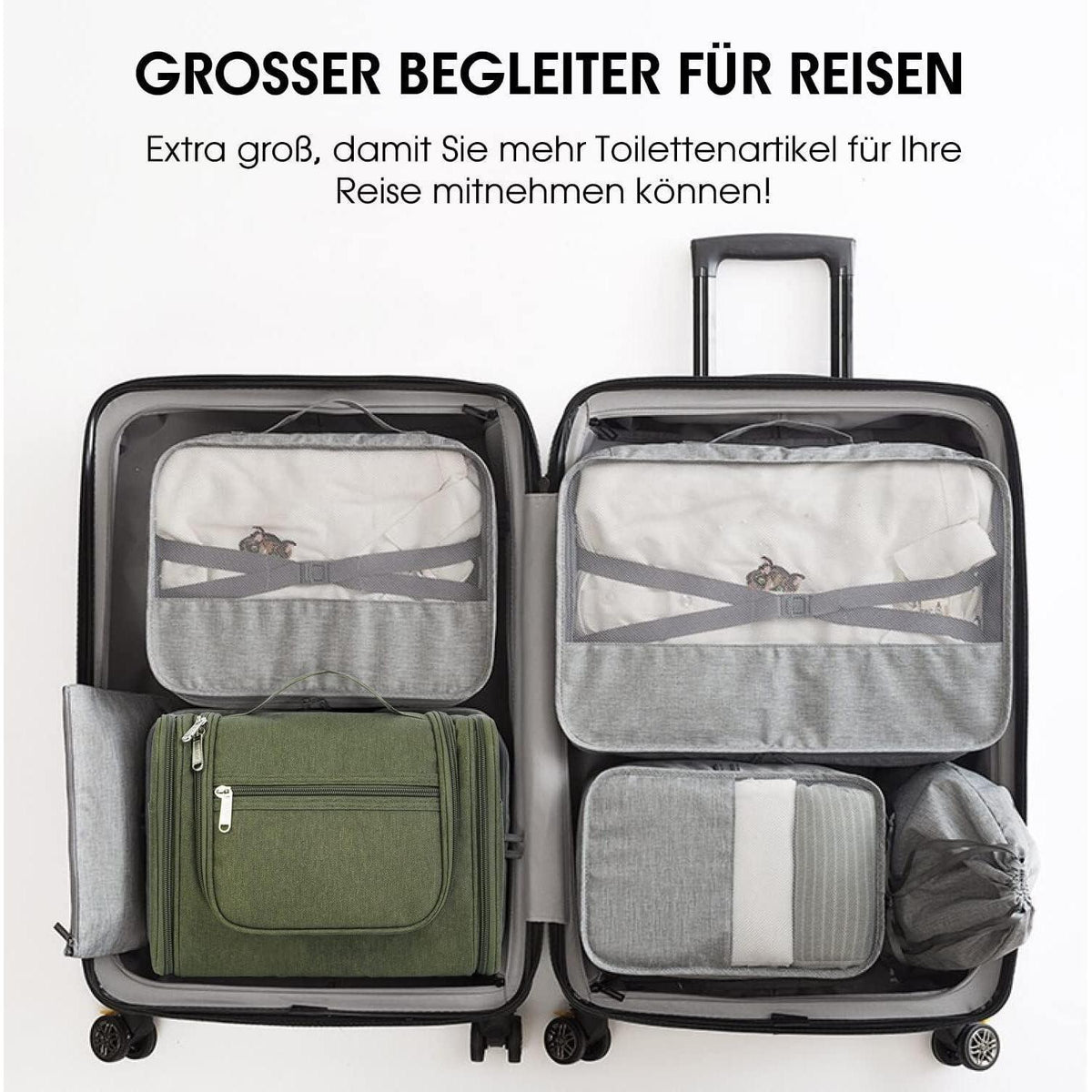 Große Kulturtasche zum Aufhängen, dunkelgrün
