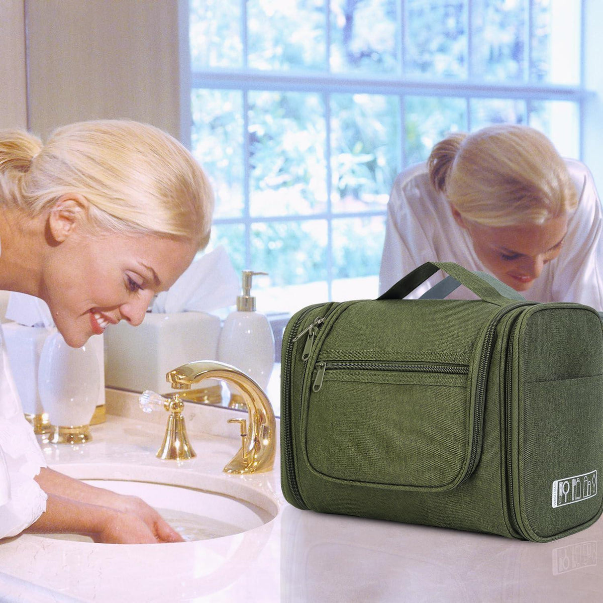 Große Kulturtasche zum Aufhängen, dunkelgrün