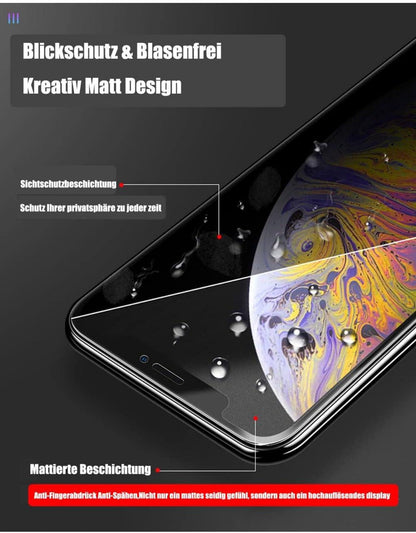 3er Pack Blickschutzfolie iPhone 14 Pro Max 9H Glas-Schutz Anti-Spähen Anti-Fingerabdruck