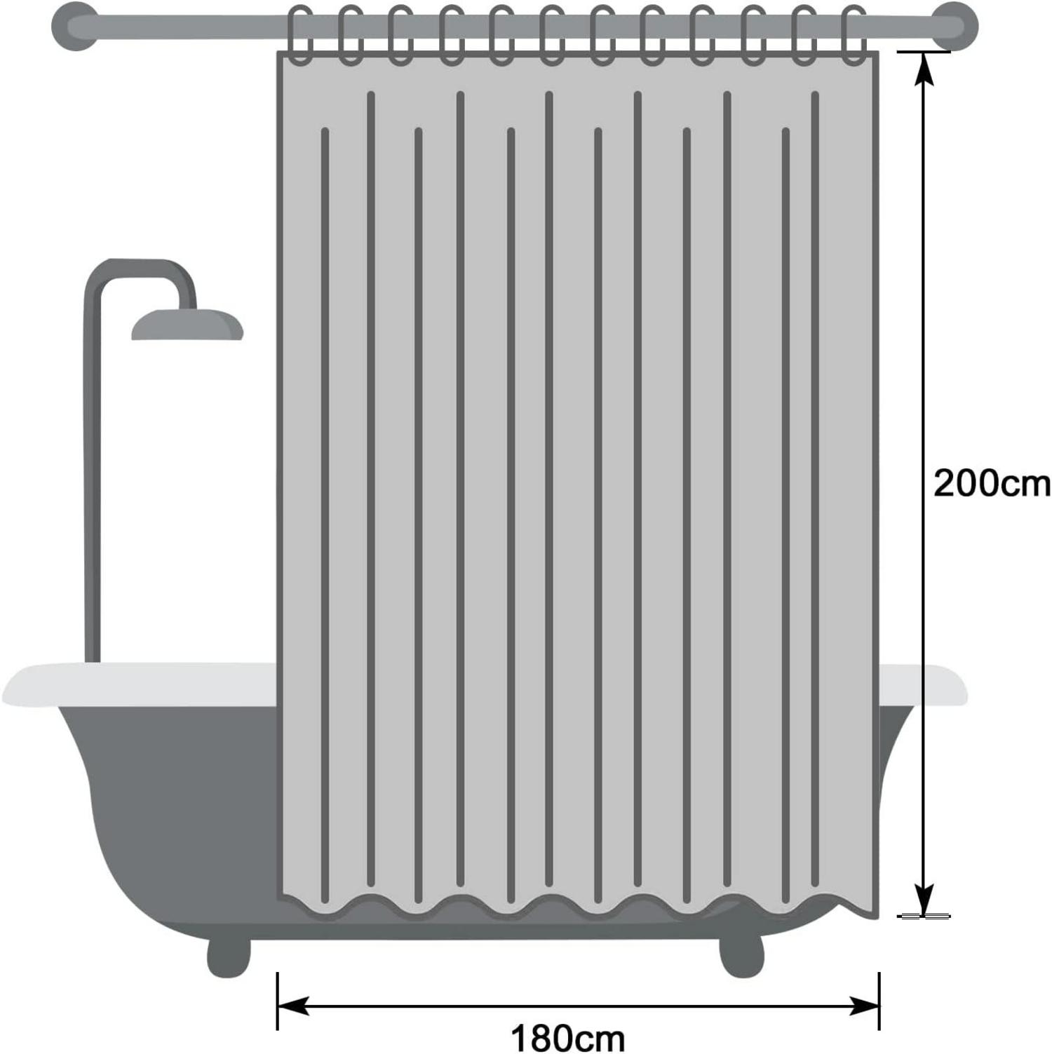 Transparenter Duschvorhang 180x200 wasserdicht mit 3D-Muster und