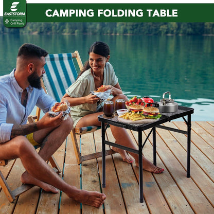 Klappbarer Campingtisch mit Metallgitterplatte, 60x40cm, 2