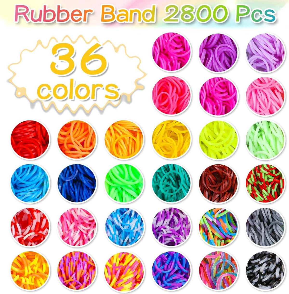 Selizo 2800+ Loom Bänder Set 36 Farben Zubehör Gummibänder Armbänder
