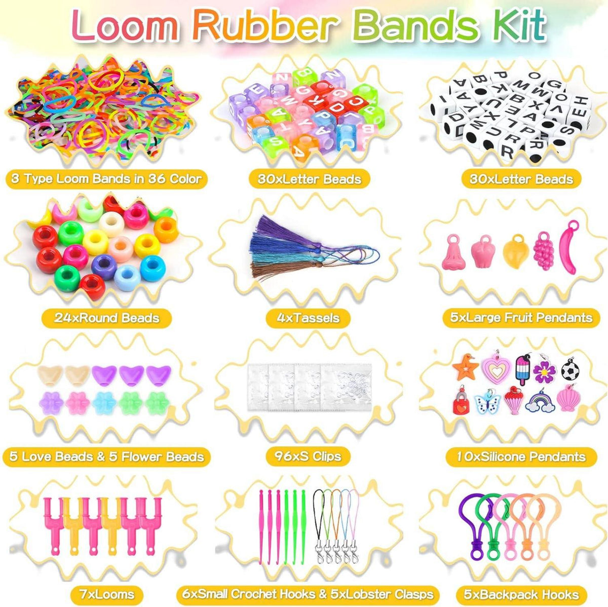 Selizo 2800+ Loom Bänder Set, 36 Farben Zubehör - Kinder Basteln DIY