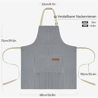 Kochschürzen Damen 2er Set mit Taschen, verstellbar