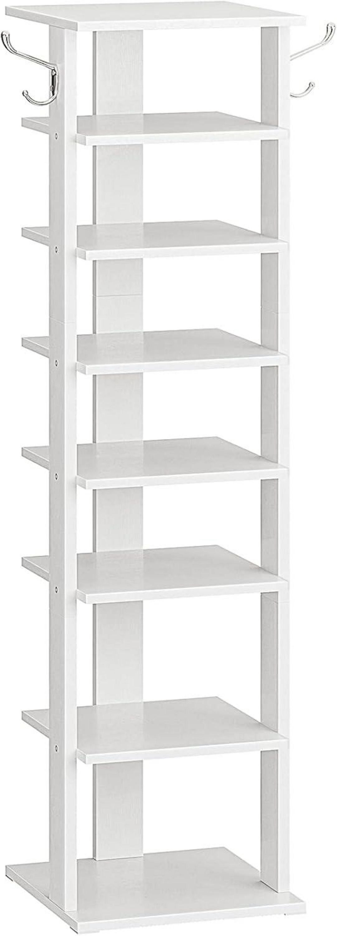 8-lagiges schmales Schuhregal mit Haken, stabil, platzsparend