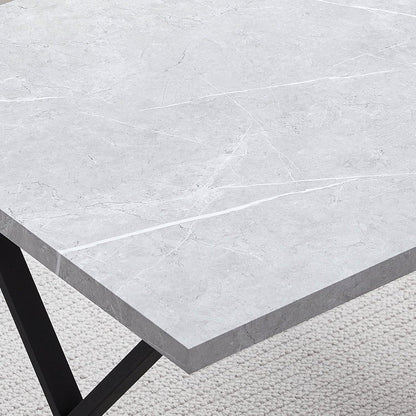 Esstisch Set 140x80cm mit 4 Samtstühlen Grau