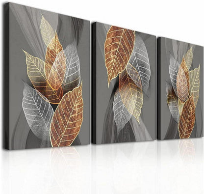 Leinwandbild Wandbild Natur Blätter Pflanzen modern bunt 40x58cm 3er