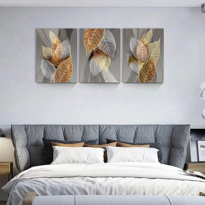 Leinwandbild Wandbild Natur Blätter Pflanzen modern bunt 40x58cm 3er