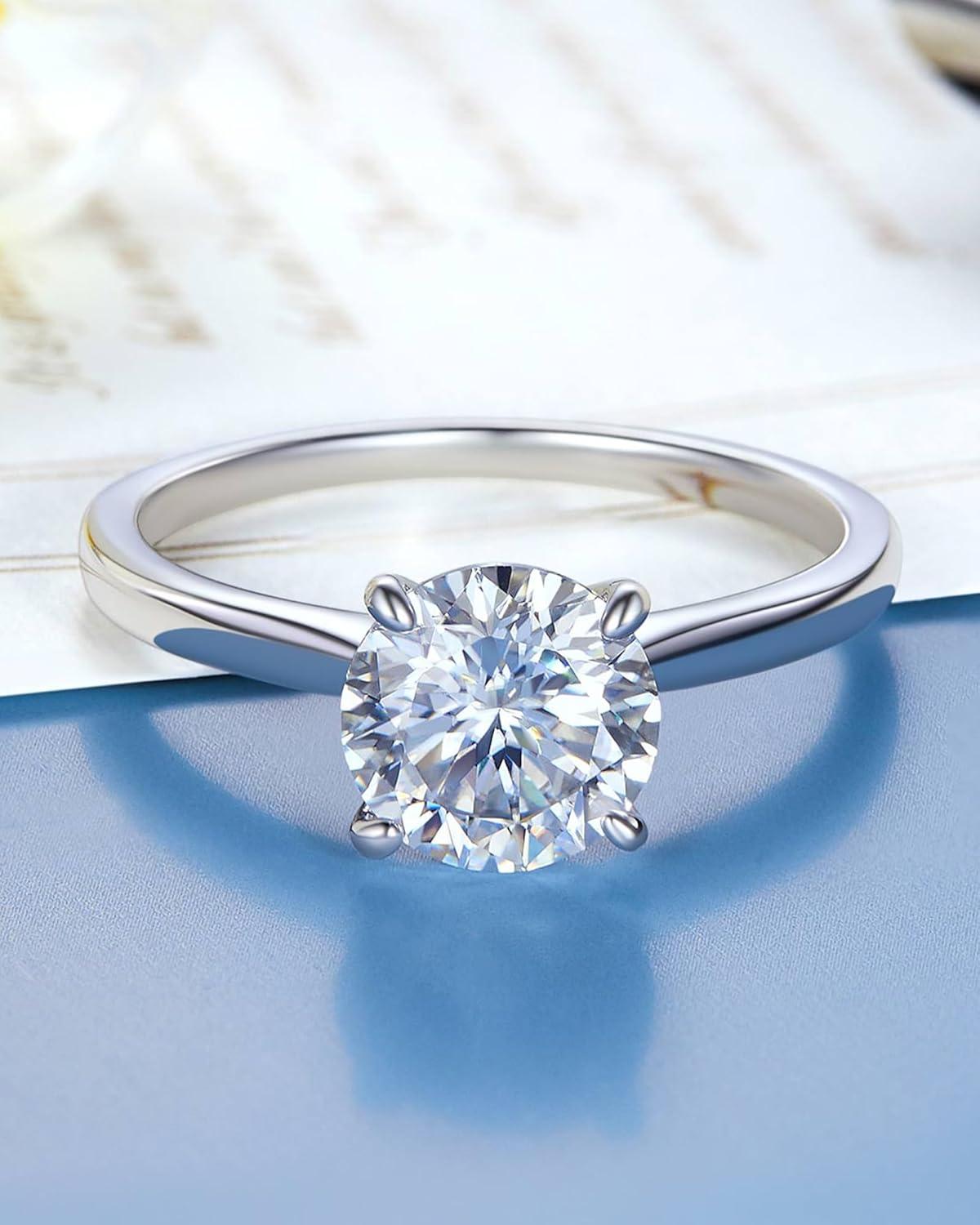 Verlobungsring Damen 1-2 Karat Moissainte 925 Silber D VVS1 Muttertagsgeschenk