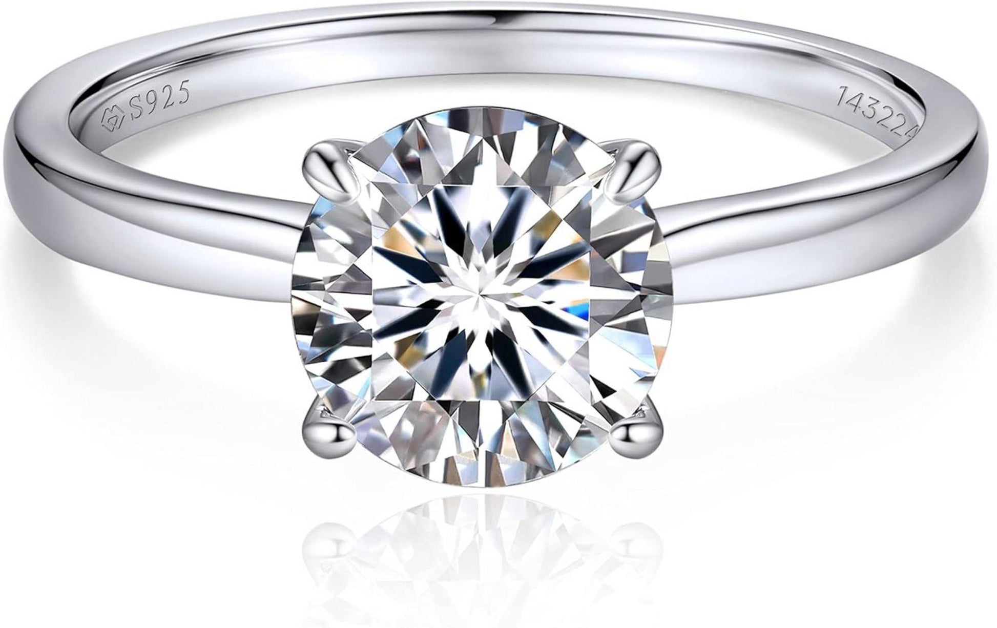 Verlobungsring Damen 1-2 Karat Moissanit Solitär 925 Silber D VVS1 mit