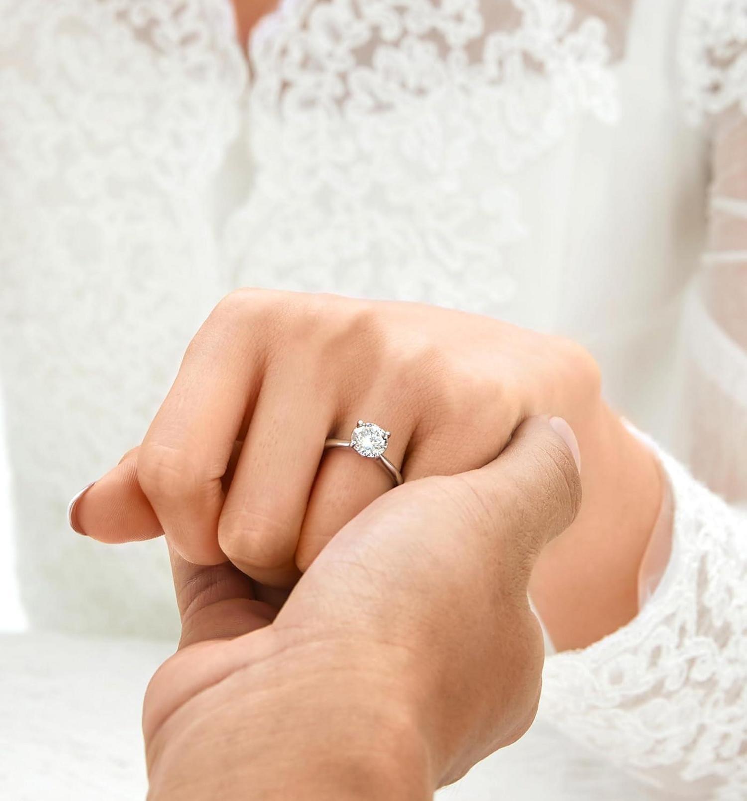 Verlobungsring Damen 1-2 Karat Moissanit 925 Silber D VVS1