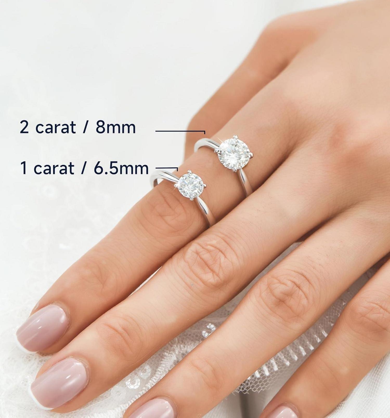 Verlobungsring Damen 1-2 Karat Moissainte 925 Silber D VVS1 Muttertagsgeschenk
