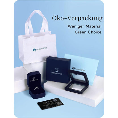 Verlobungsring Damen Moissanit 2 Karat 925 Sterling Silber D VVS1