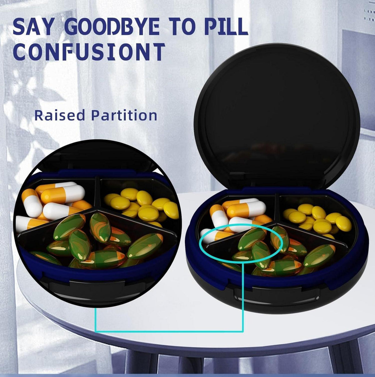 Tablettenbox Pillendose 3 Fächer wasserdicht für Reise & Medikamente