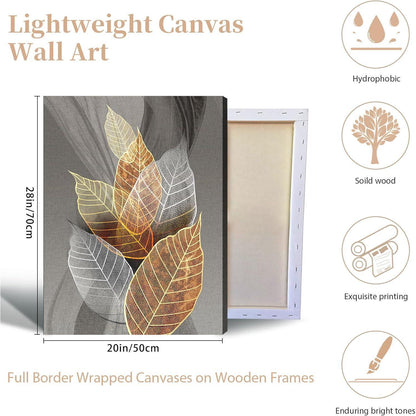 Bilder 3er Set Wanddeko Abstract Gold Blätter 50x70 cm