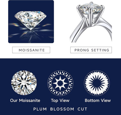 Verlobungsring Damen 1-2 Karat Moissanit Solitär 925 Silber D F VVS1 Muttertagsgeschenk