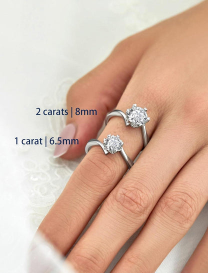 Verlobungsring Damen 1-2 Karat Moissanit Schneeflocke Silber 925 Solitär