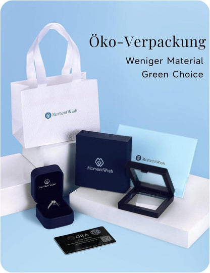 Verlobungsring Damen 1-2 Karat Moissanit Schneeflocke Silber 925 18.5