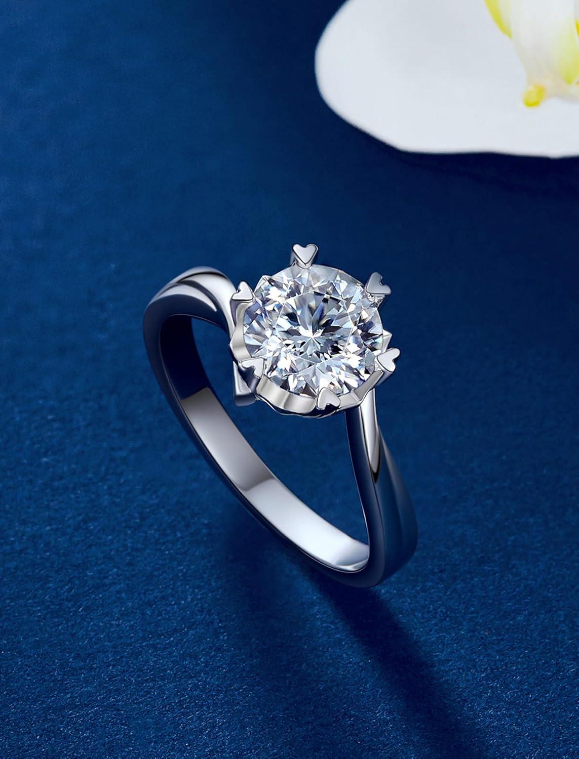 Verlobungsring Damen 1-2 Karat Moissanit Schneeflocke Silber 925 Solitär