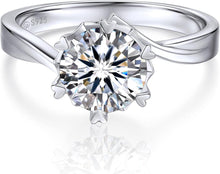 MomentWish Verlobungsring Damen 2 Karat Moissainte Schneeflocke Silber