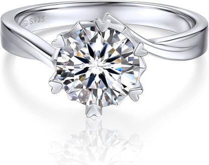 Verlobungsring Damen 2 Karat Moissainte Schneeflocke Silber 925