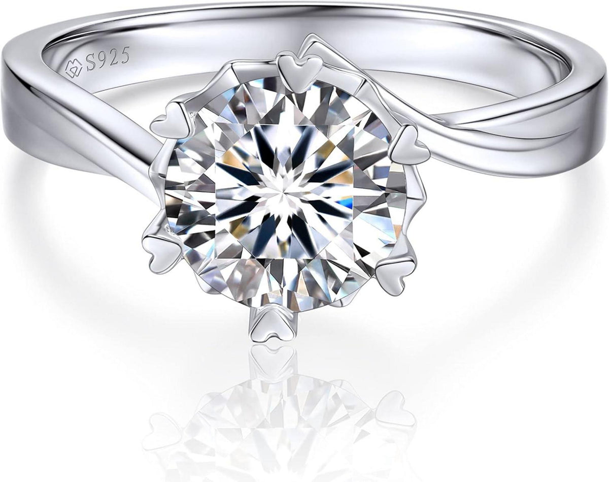 Verlobungsring Damen Moissainte 2 Karat Silber Solitär Geschenk
