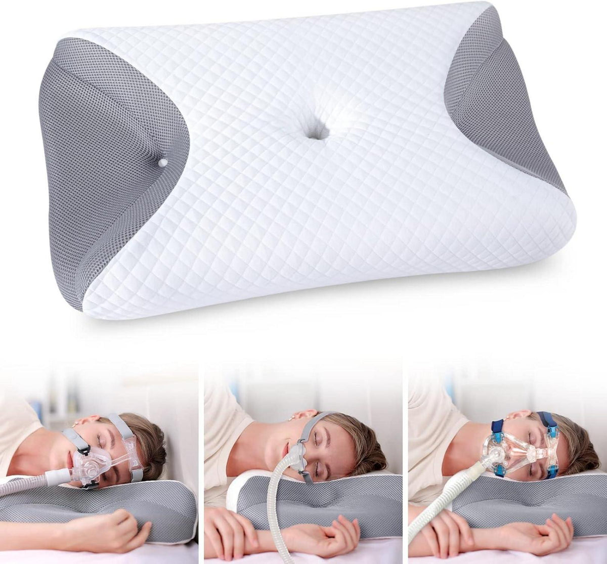 CPAP Memory Foam Seitenschläferkissen mit Maskenrillen