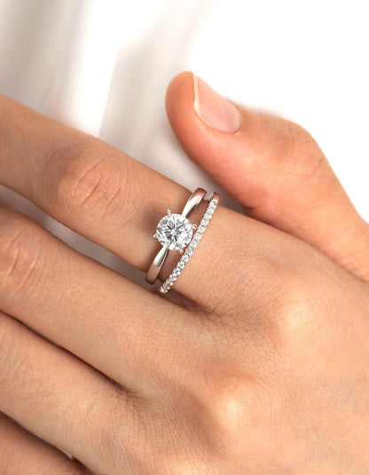 Moissanit Verlobungsring Silber 925 Damen Herren Ehering Bandring 61
