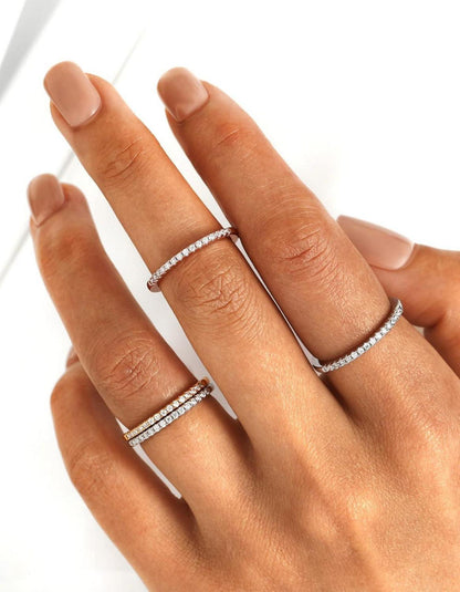 Moissanit Verlobungsring 925 Silber Eternity Ring