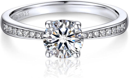 Moissanite Verlobungsring 1 Karat Damen 925 Sterling Silber VVS1 D
