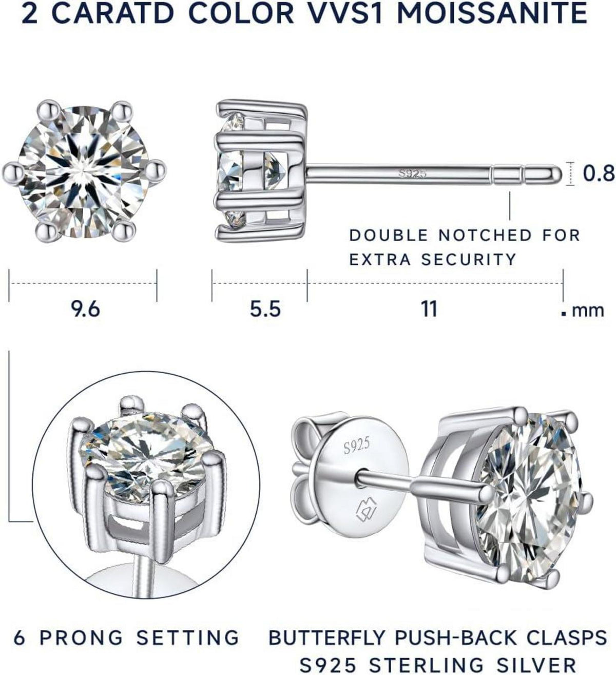 Moissanite Ohrringe Silber 925 1-4 Karat Ohrstecker Diamant