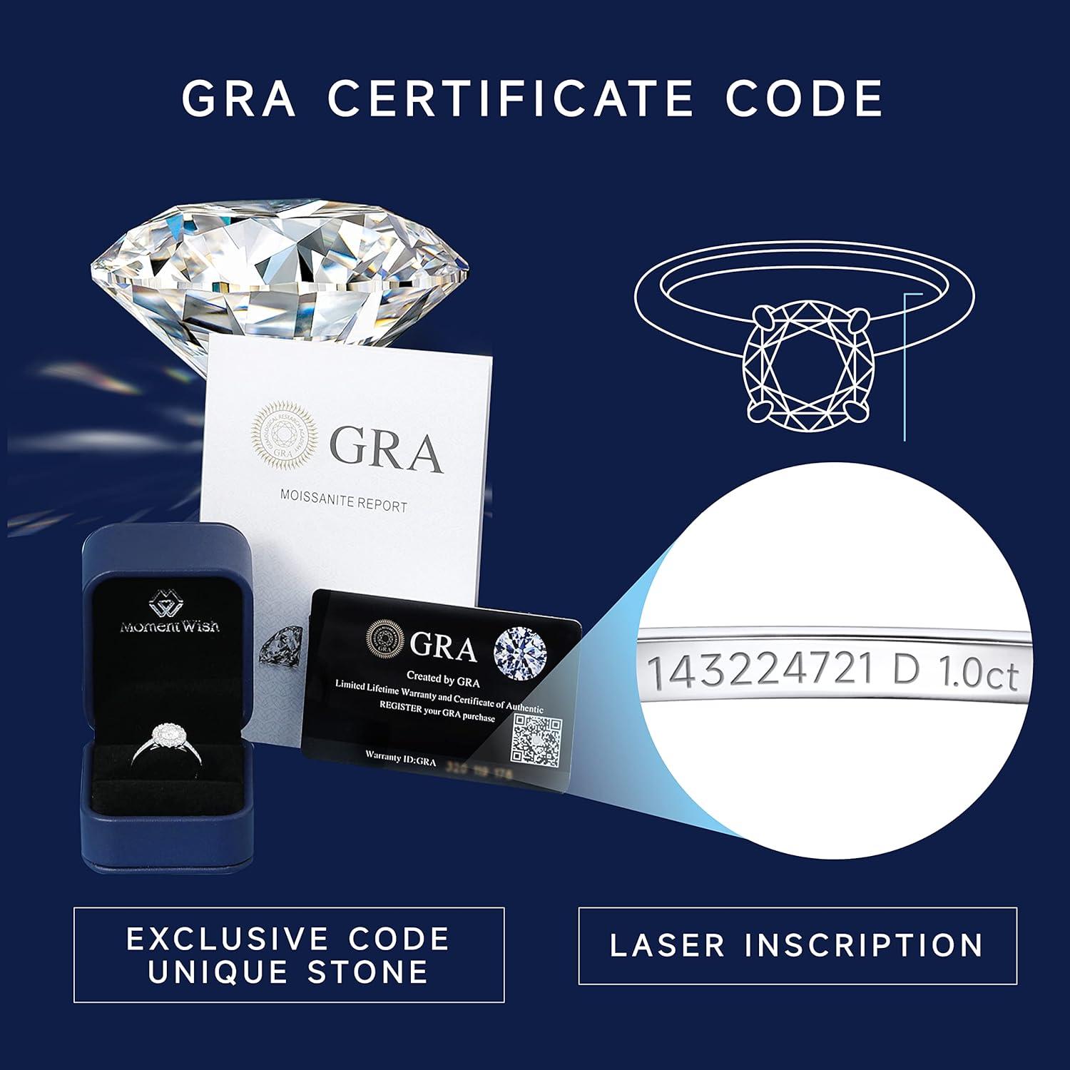 Moissanite Verlobungsring Damen Silber 1 Karat Halo Geschenkbox
