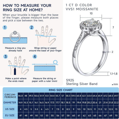 Verlobungsring Damen Silber 1 Karat Moissainte Ring personalisiert