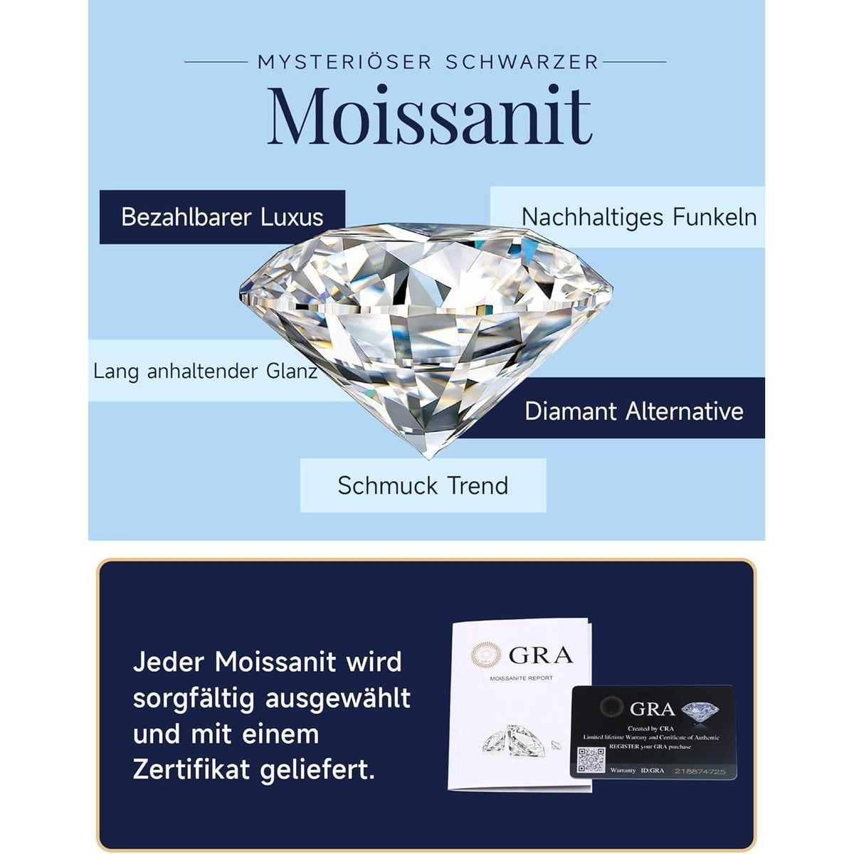 Moissanit Ohrstecker Silber 925 2 Karat 6.5mm 6-Zacken-Fassung