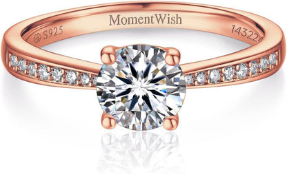 Verlobungsring Damen 1 Karat Moissanite Diamant Ring 925 Silber VVS1 D