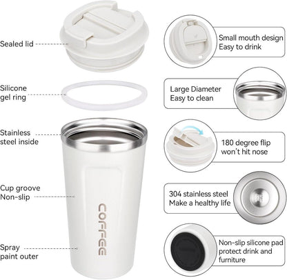 Kaffeebecher to go Thermobecher Auslaufsicher Kaffeetasse mit Deckel