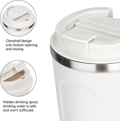 ERBO Thermobecher to go 510ml Weiß - Auslaufsicherer Kaffeebecher mit Deckel