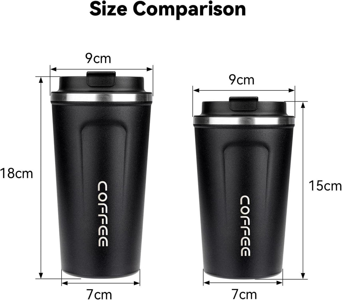ERBO Kaffeebecher to go Thermobecher Auslaufsicher 510 ml Schwarz