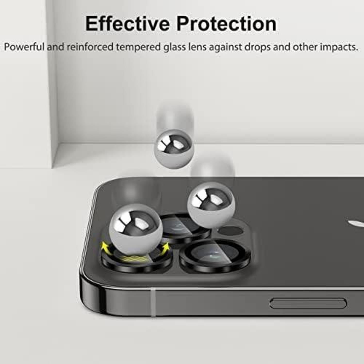 Kameraschutz für iPhone 14 Pro Max 4er Pack 9H Härte Glas Schwarz