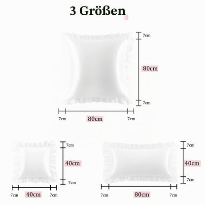 Satin Kissenbezug 2er Set mit Rüschen, 40x80cm, Weiß