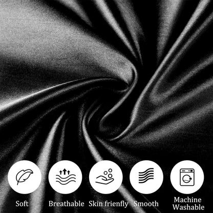 Satin Kissenbezug 2er Set mit Rüschen 80x80cm Schwarz